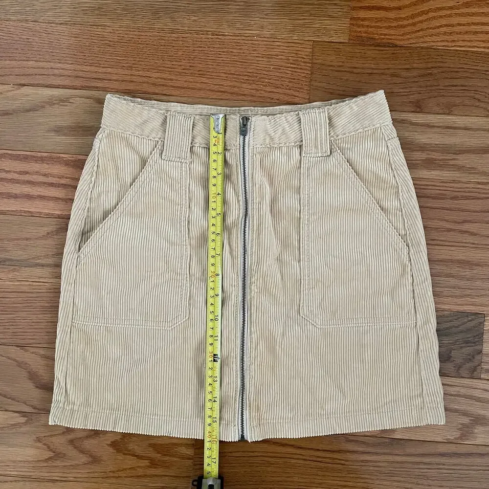 Hollister Juniors 5 Corduroy Mini Skirt Tan Ultra High Rise Preppy Y2K